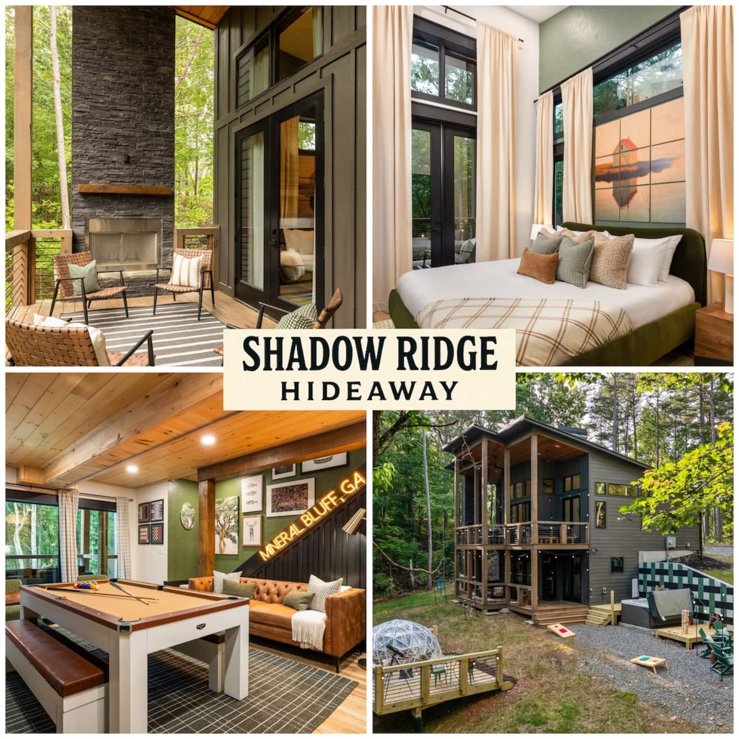 Cabin exterior with floor-to-ceiling windows